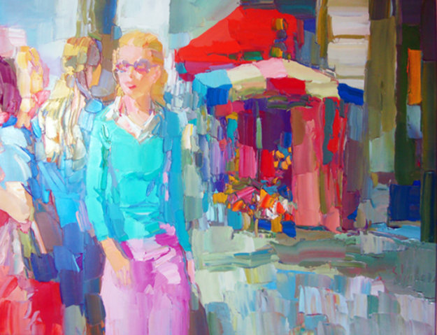 Nicola_Simbari_Pink_and_Turquoise_1974_34x42