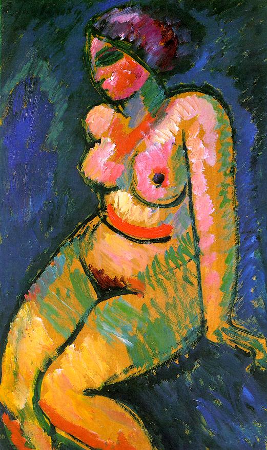 Alexei von Jawlensky, Seated Female Nude, 1910, oil on cardboard