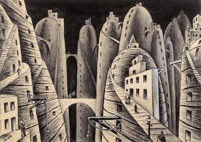 Xul Solar Ciudá y abismos 1946 tempera y acuarela sobre carton